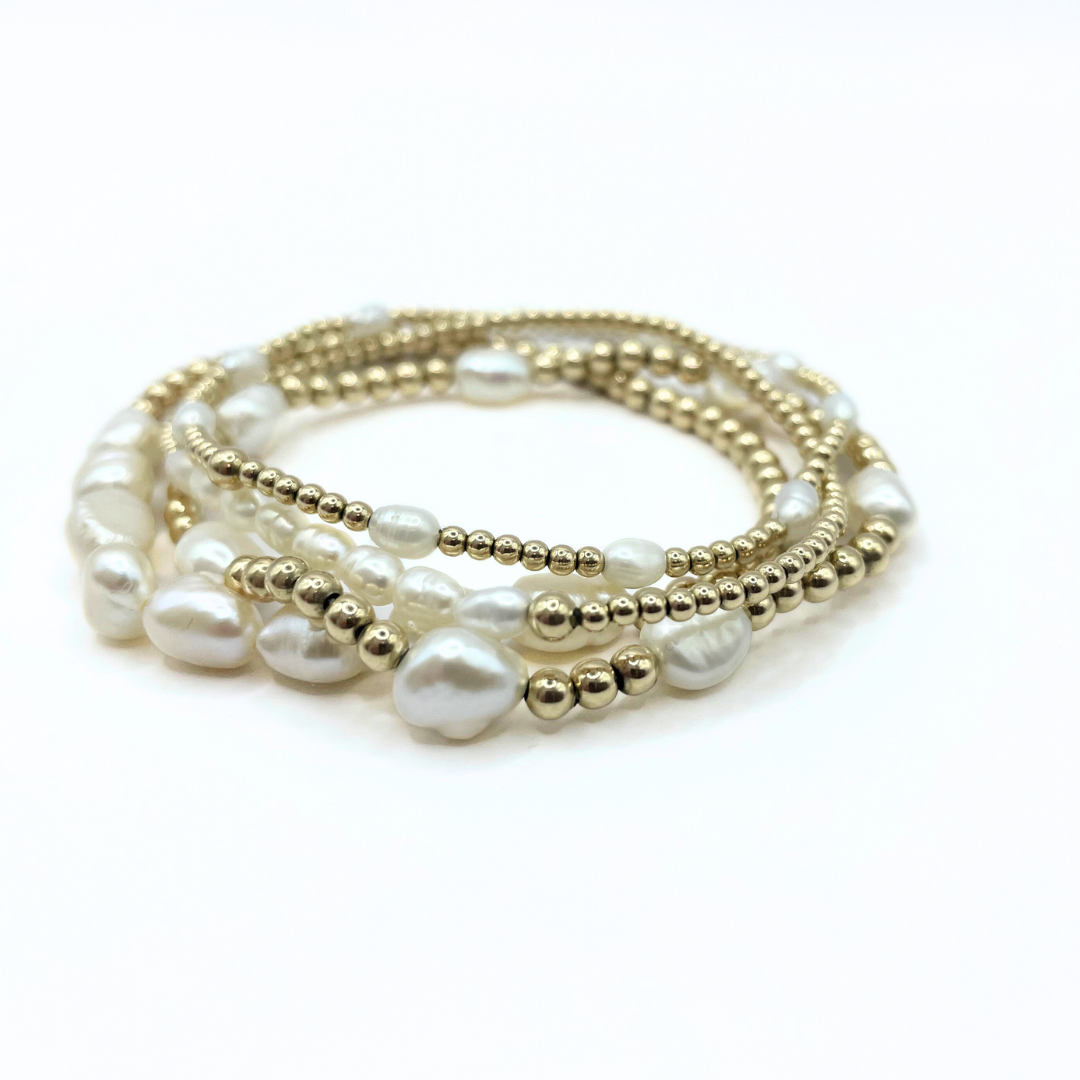 #HH - Baroque Patterned Pearl Bracelet in 14k Gold-Filled-BQPAT-7