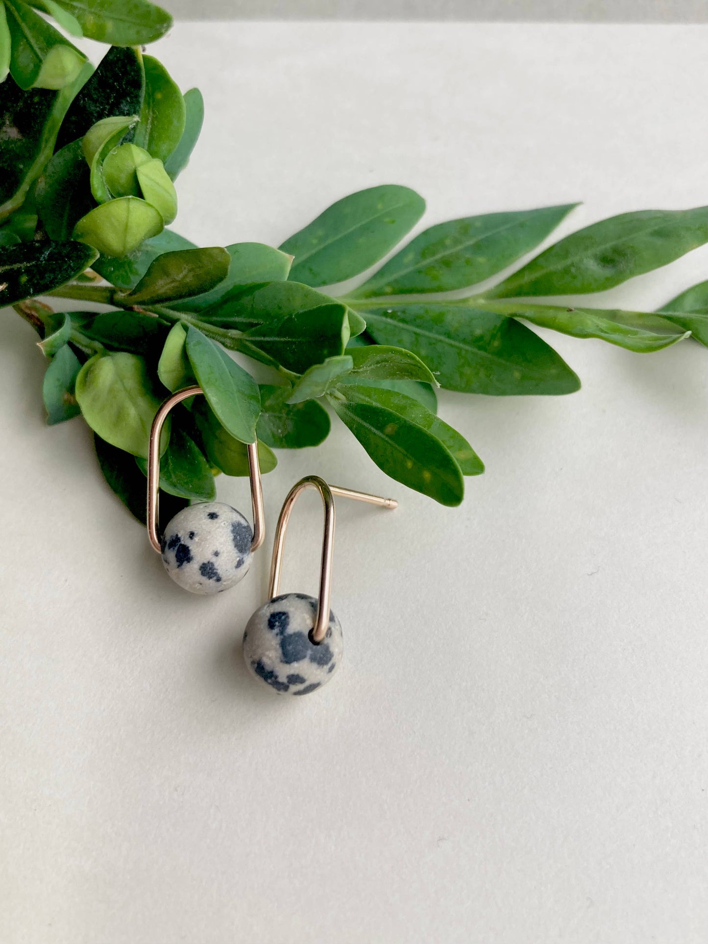 Cove Stud - Minimal Gemstone Arc Frame Stud in Cool Tones