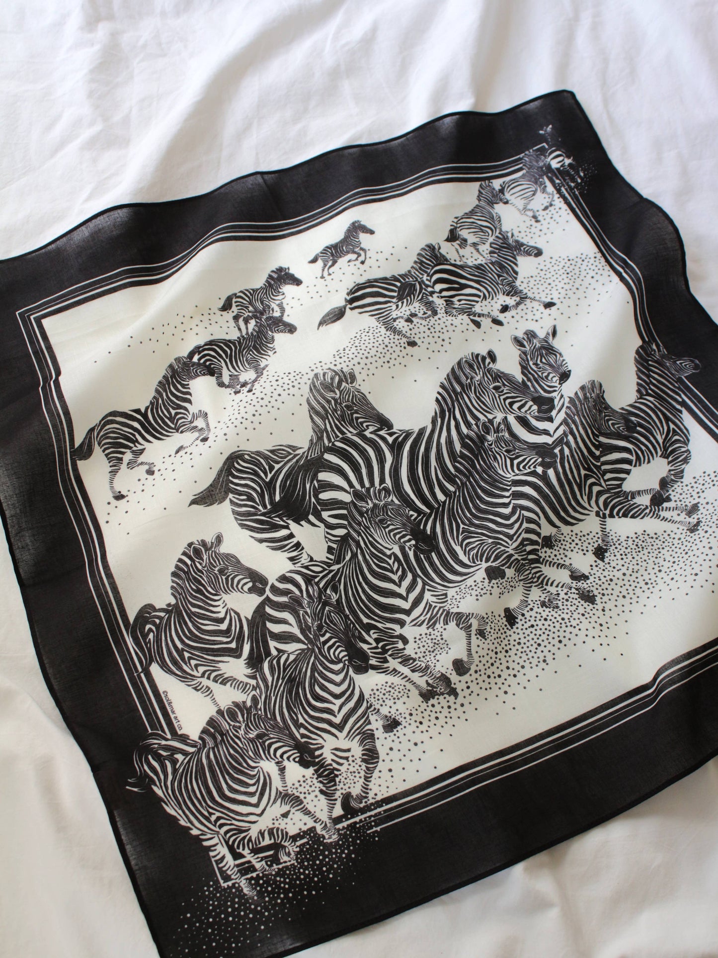 Zebra, "New Beginning" Bandana Scarf (B&W)