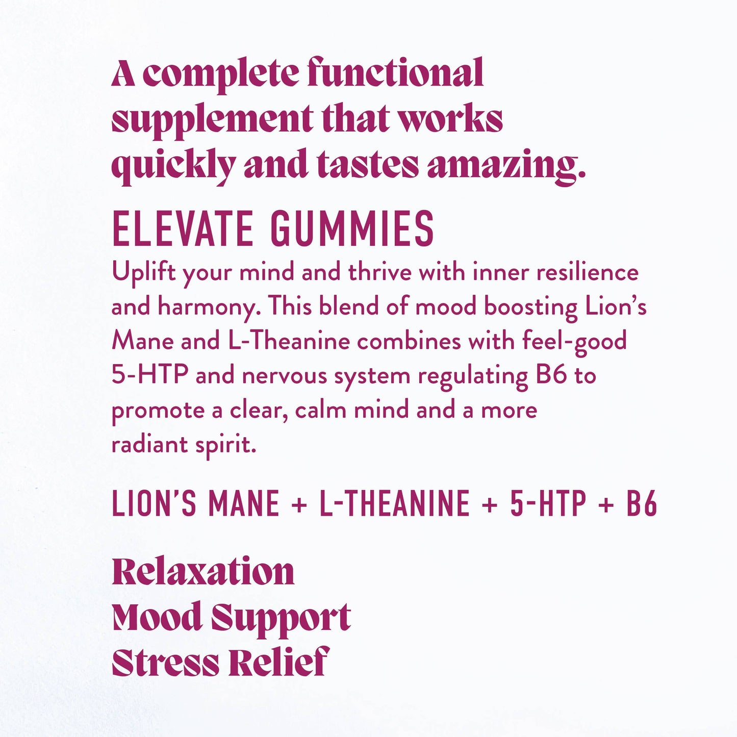 Elevate Mushroom Gummies (30) / Vegan Supplement / Mood