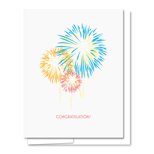 Fireworks - Letterpress Congratulations Card