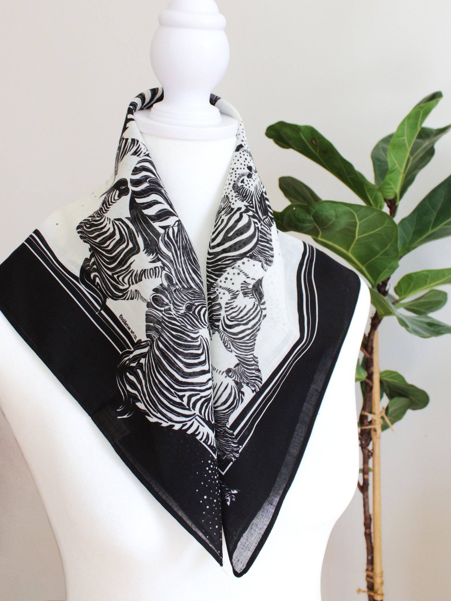 Zebra, "New Beginning" Bandana Scarf (B&W)