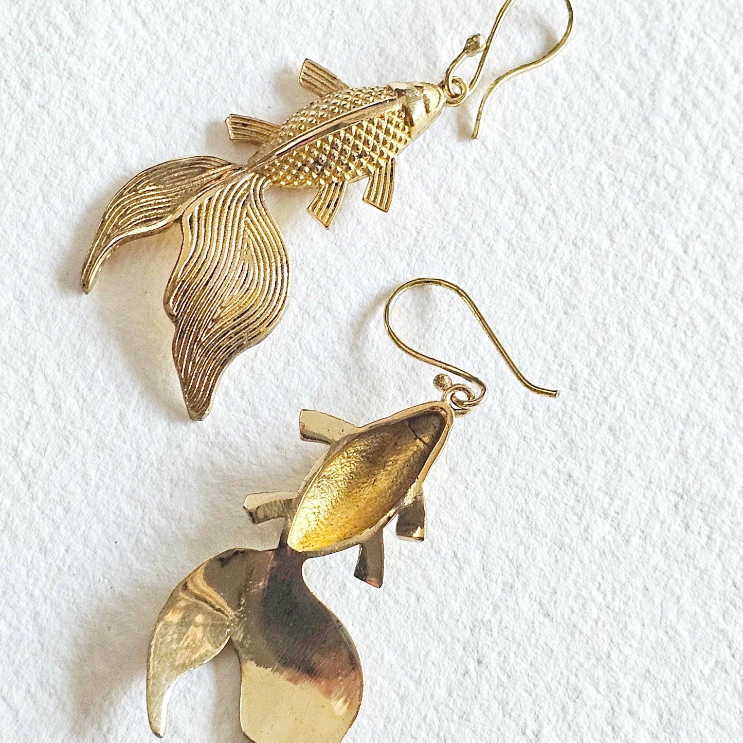 Brass Koi fish design hanging earrings handmade #BX40