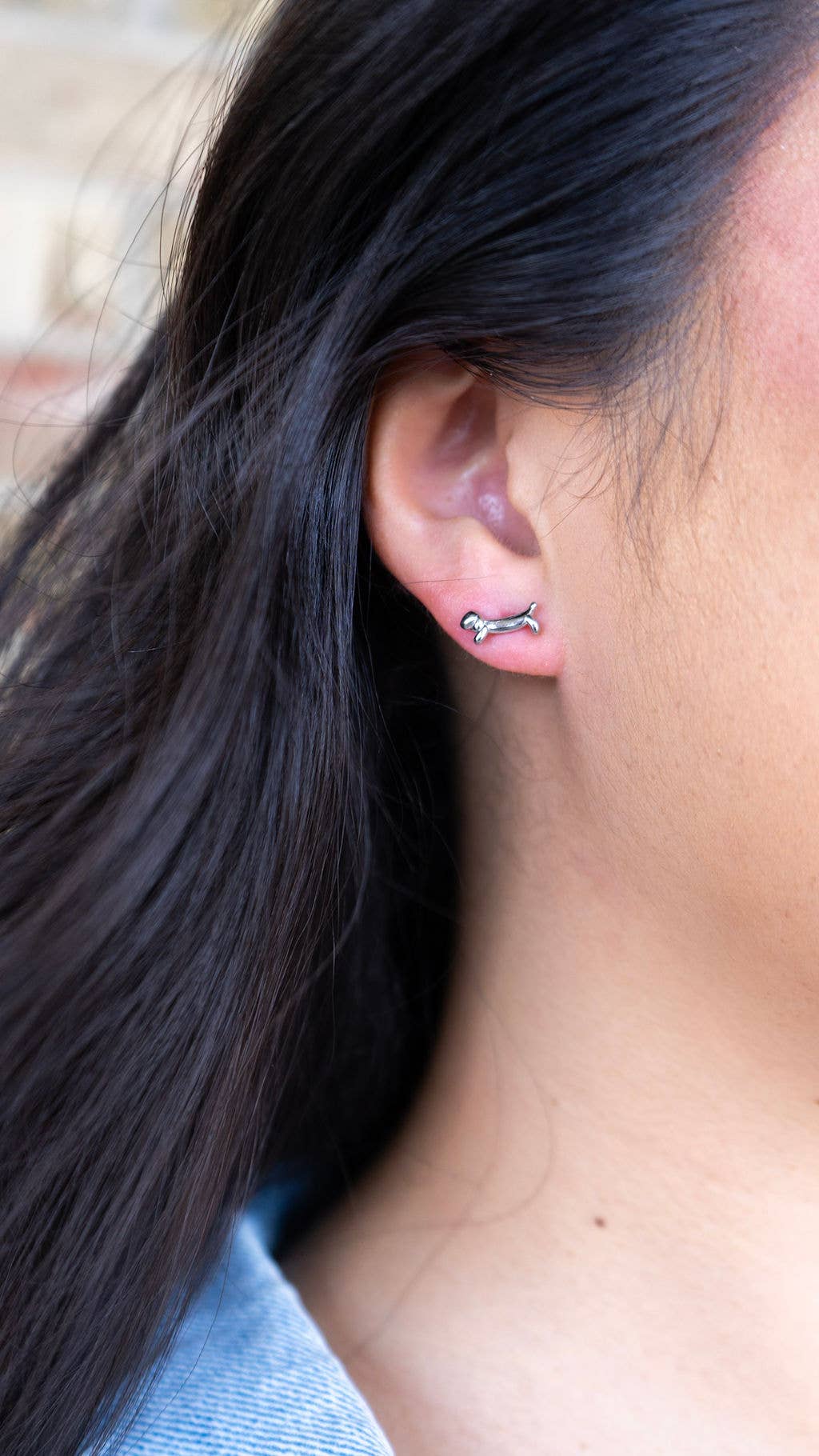 Luxe Dainty Dachshund Studs - Silver // Earrings, Dog