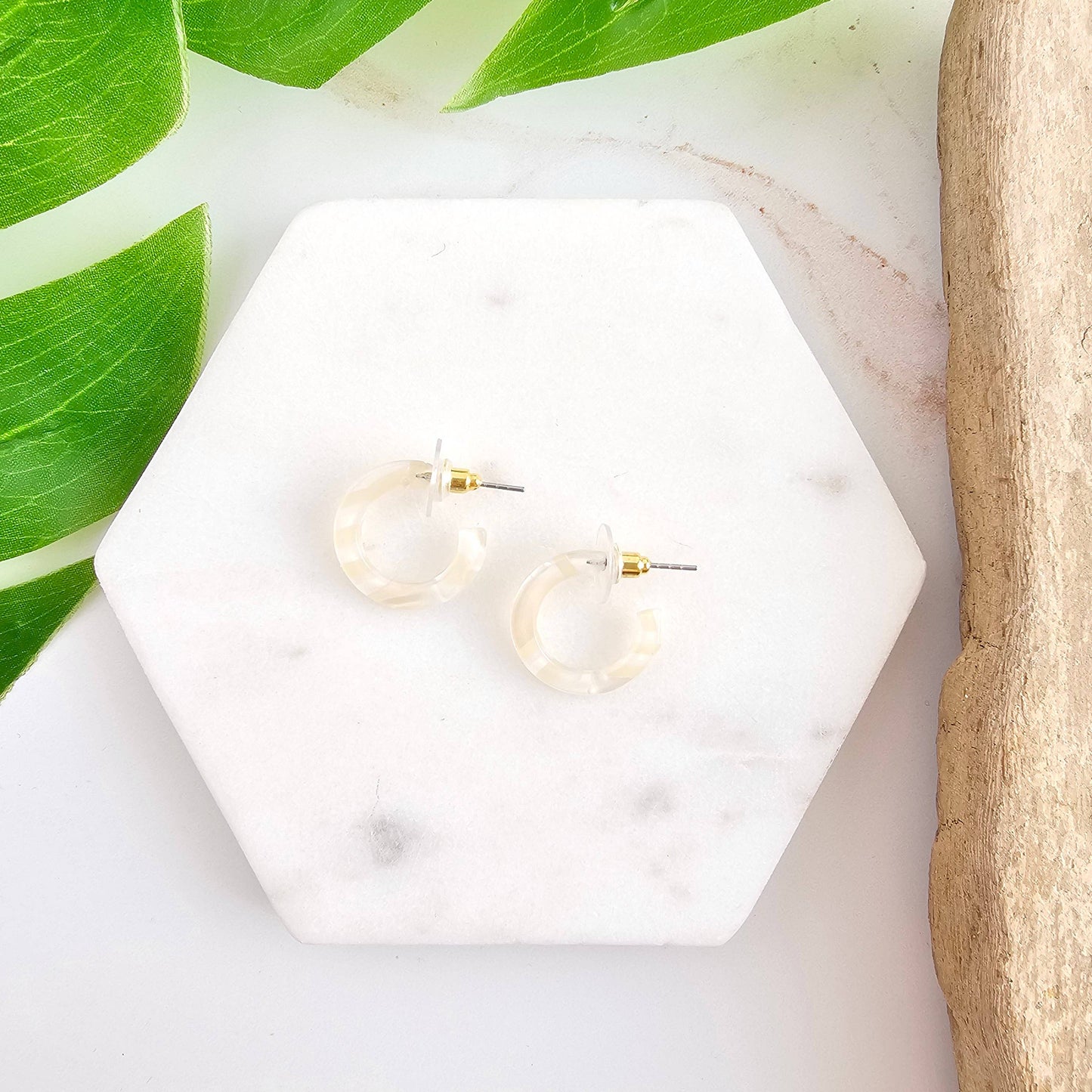 Micro Cam Mini Hoops - Ivory // Spring Summer Earrings