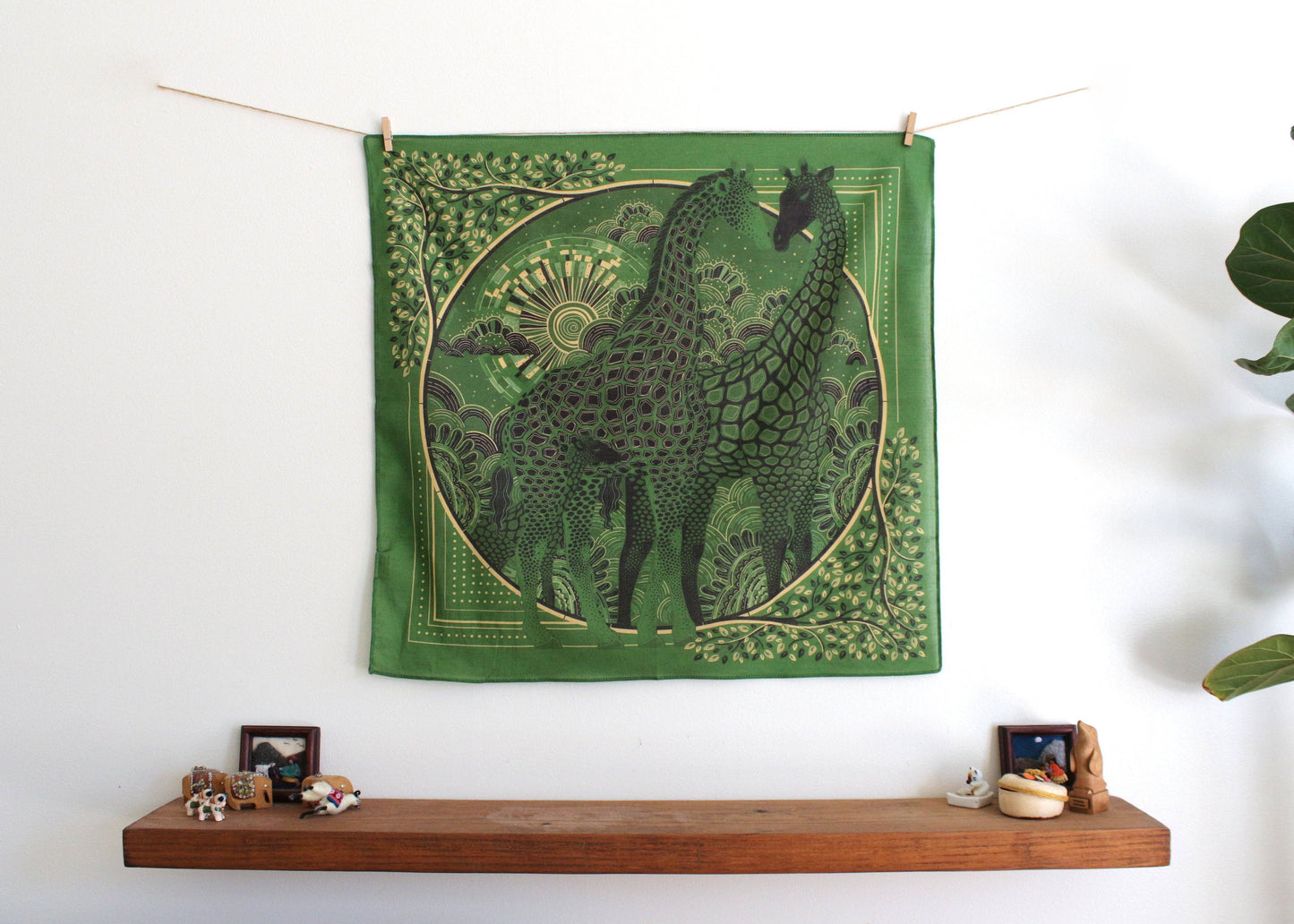 Giraffe, "Surya" in the Grassland Bandana Scarf (Olive Green)