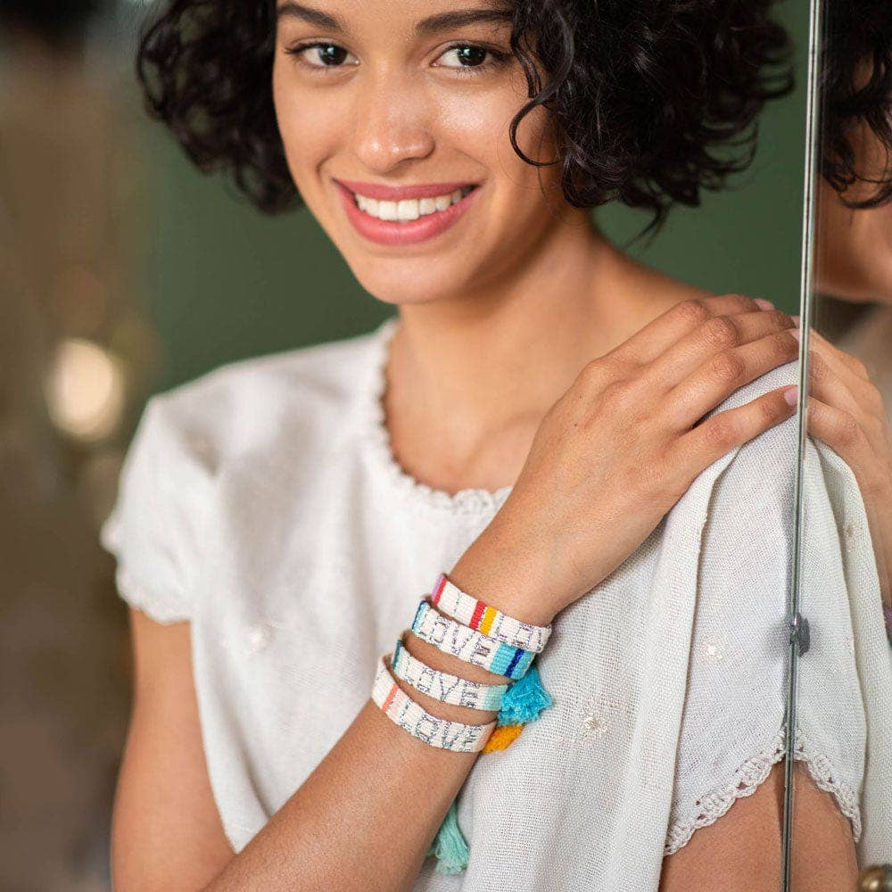 ATITLAN LOVE BRACELET - WHITE, PEACH & ORANGE