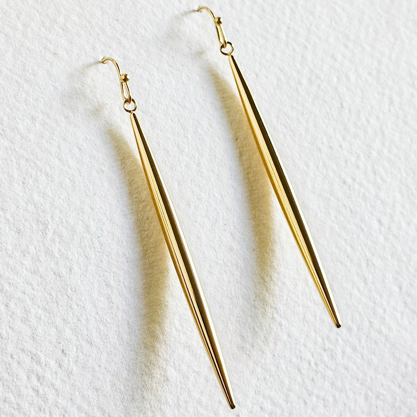 Long needle spear spike earrings 18kt high quality #BX18