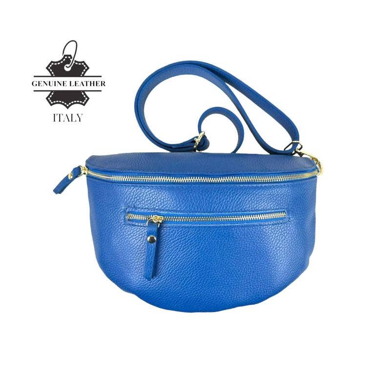 Large Italian Leather Waist/Crossbody Bag with Front Pocket