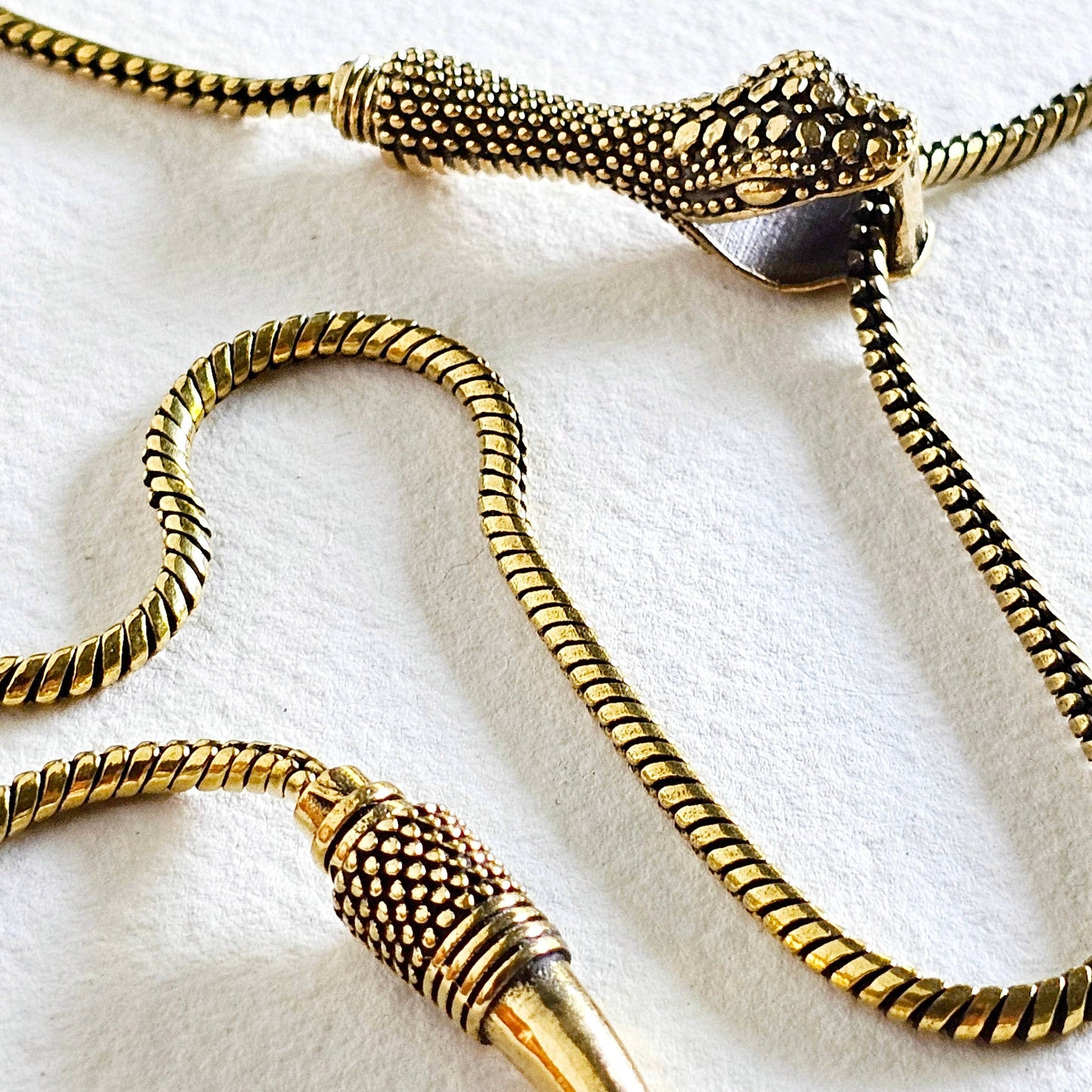 Brass snake chain serpent lariat long necklace #BX24