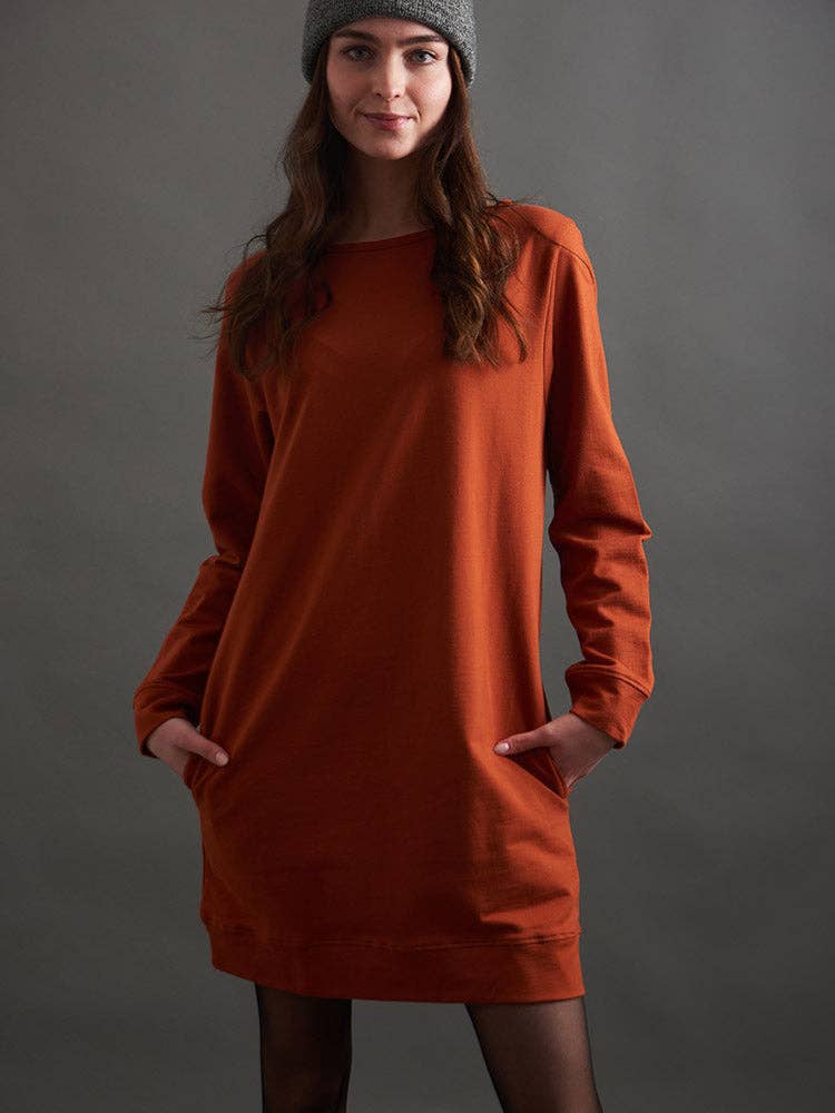 Sweatshirt Dress Loop Knit  | Clay