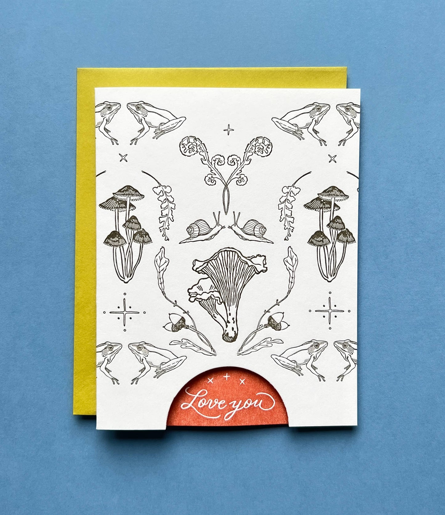 Mushroom woodland LOVE you card
