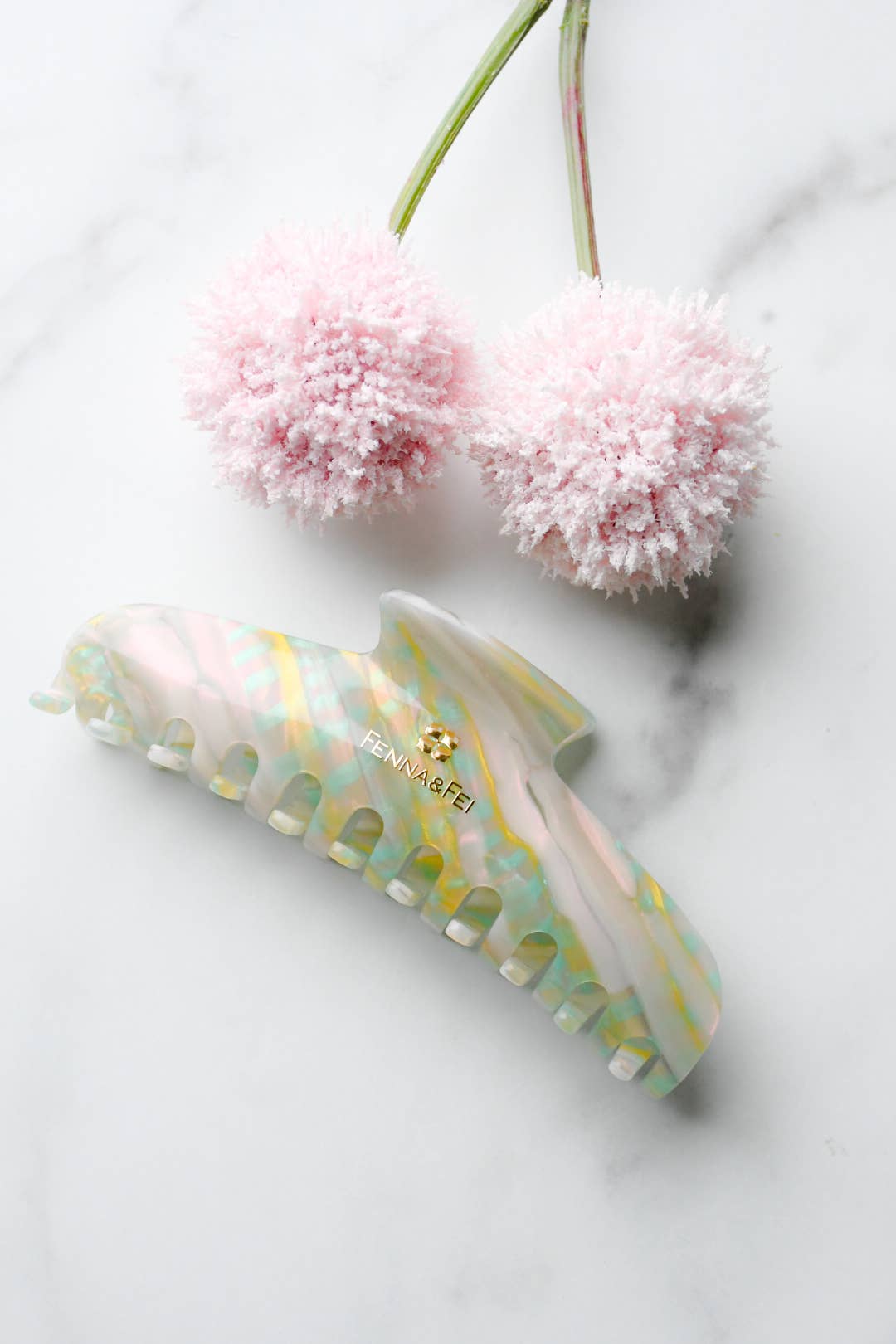 Glamour Grip XL Claw in Desert Opal | White Green Iridescent | Italian Acetate Tortoise Shell XL Hair Clip