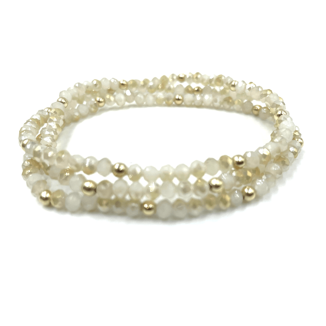 #EE - OG Shimmer Bracelet Stack in Winter White + Gold Filled