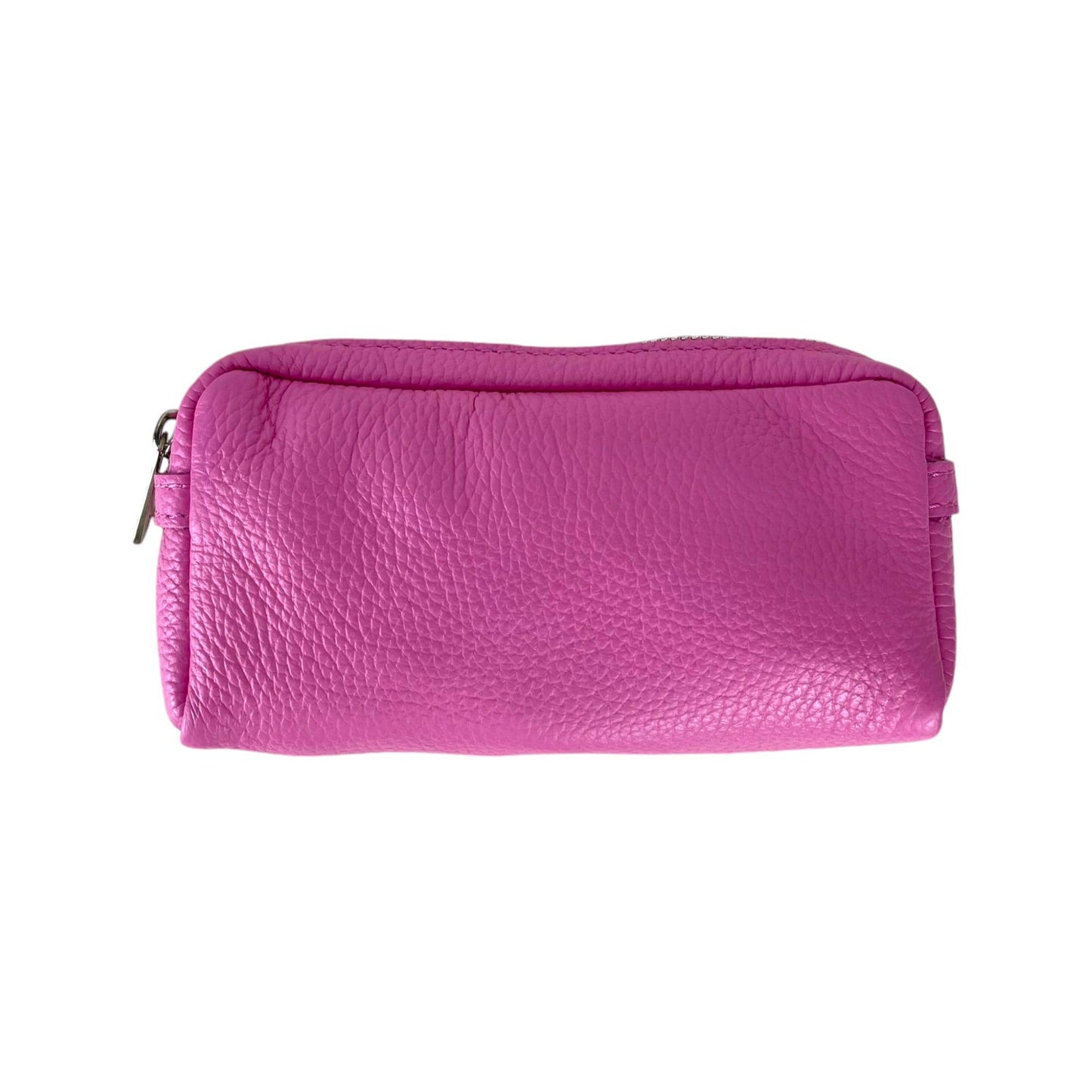 Women's High Quality Zippered Leather Toiletry Bag on Sale