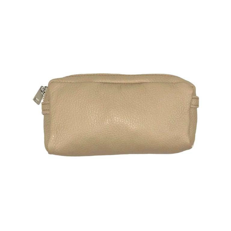 Women's High Quality Zippered Leather Toiletry Bag on Sale