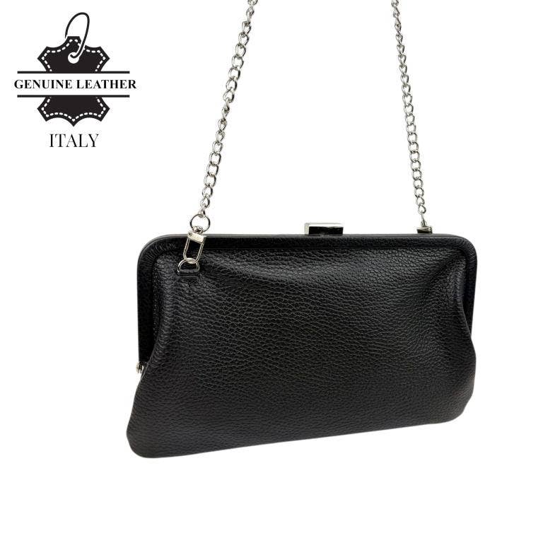 Italian Leather Clutch Bag with Chain Handle. Promo 58052