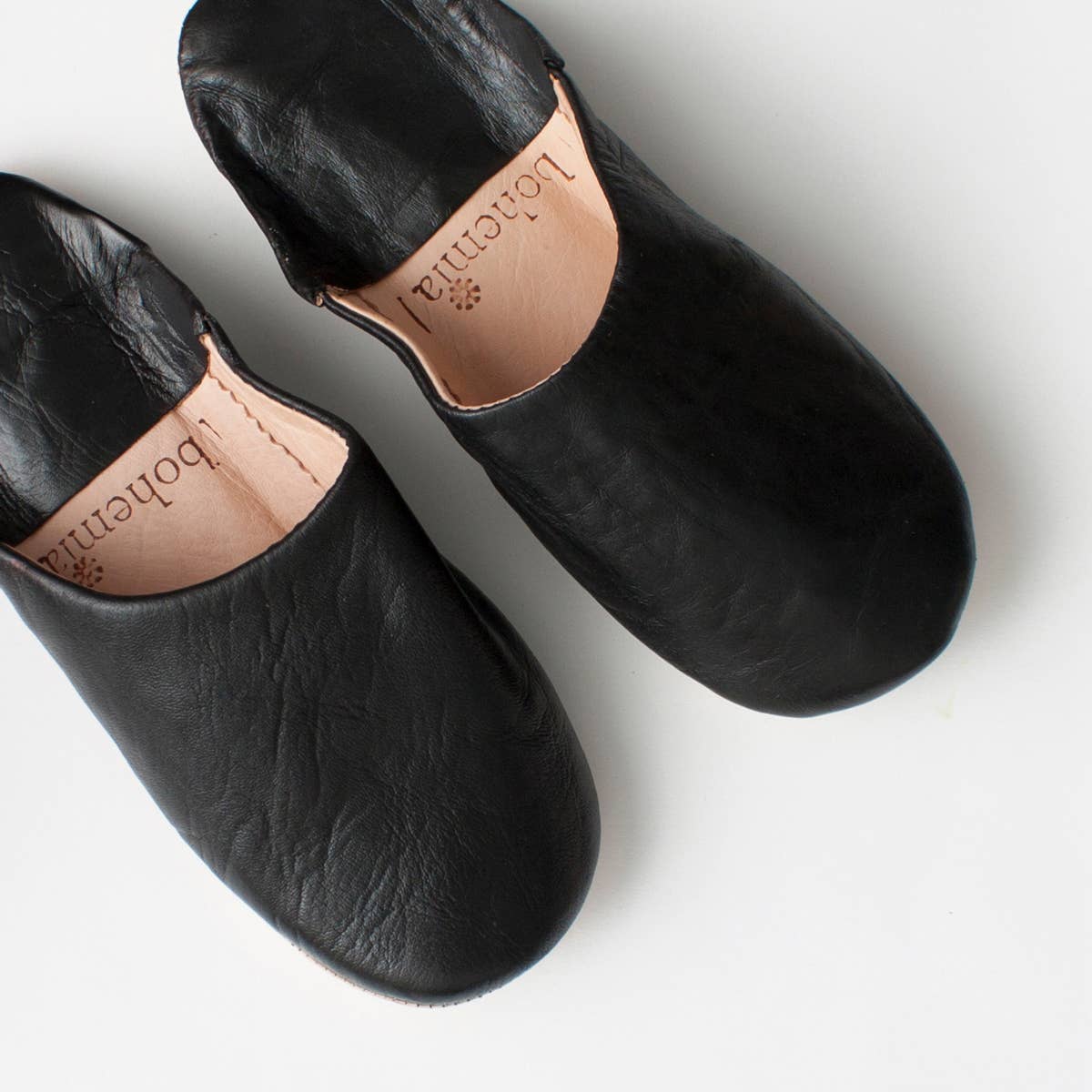 Moroccan Leather Slippers | Black