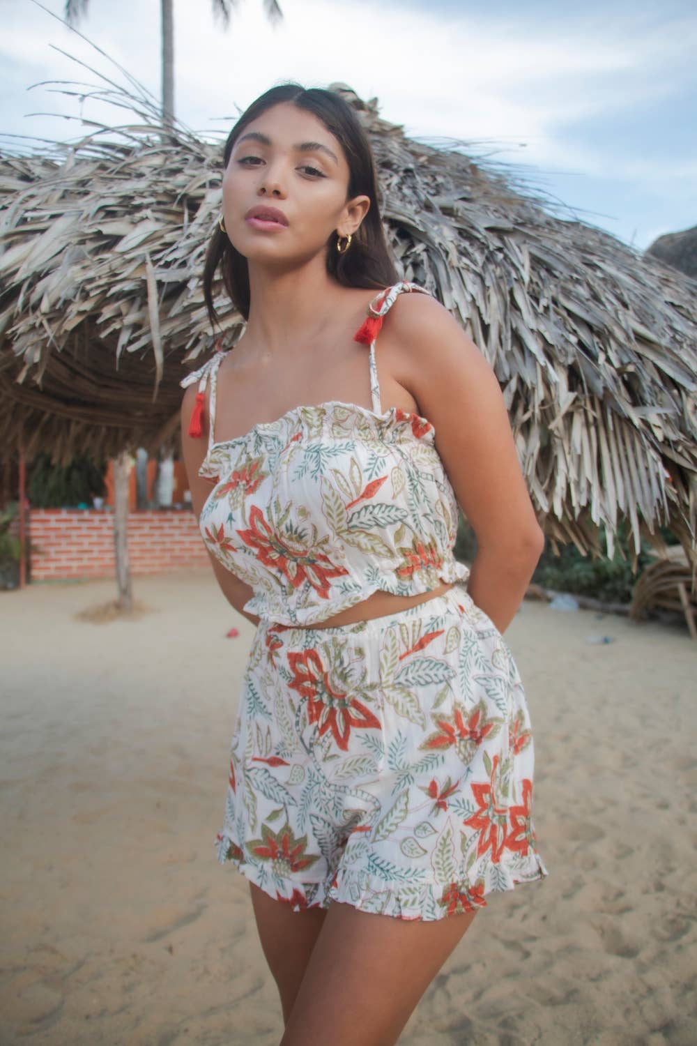 Isla Crop Top and Ruffle Shorts (Serenity)