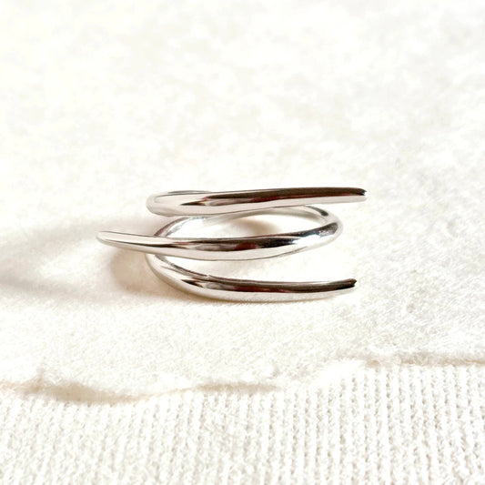 Silver ring triple spike wrap talen collection