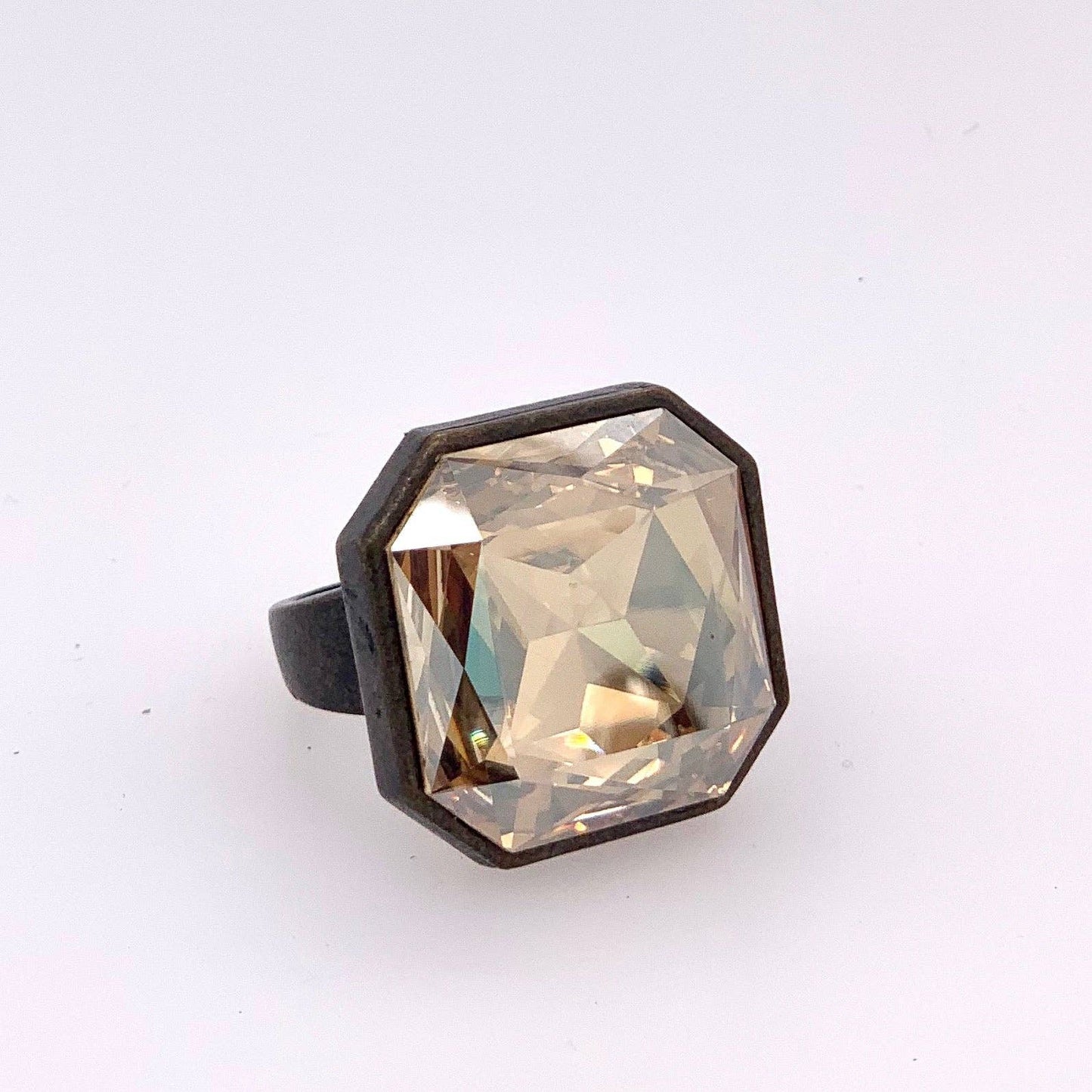 Single Octagon Crystal Cocktail Ring