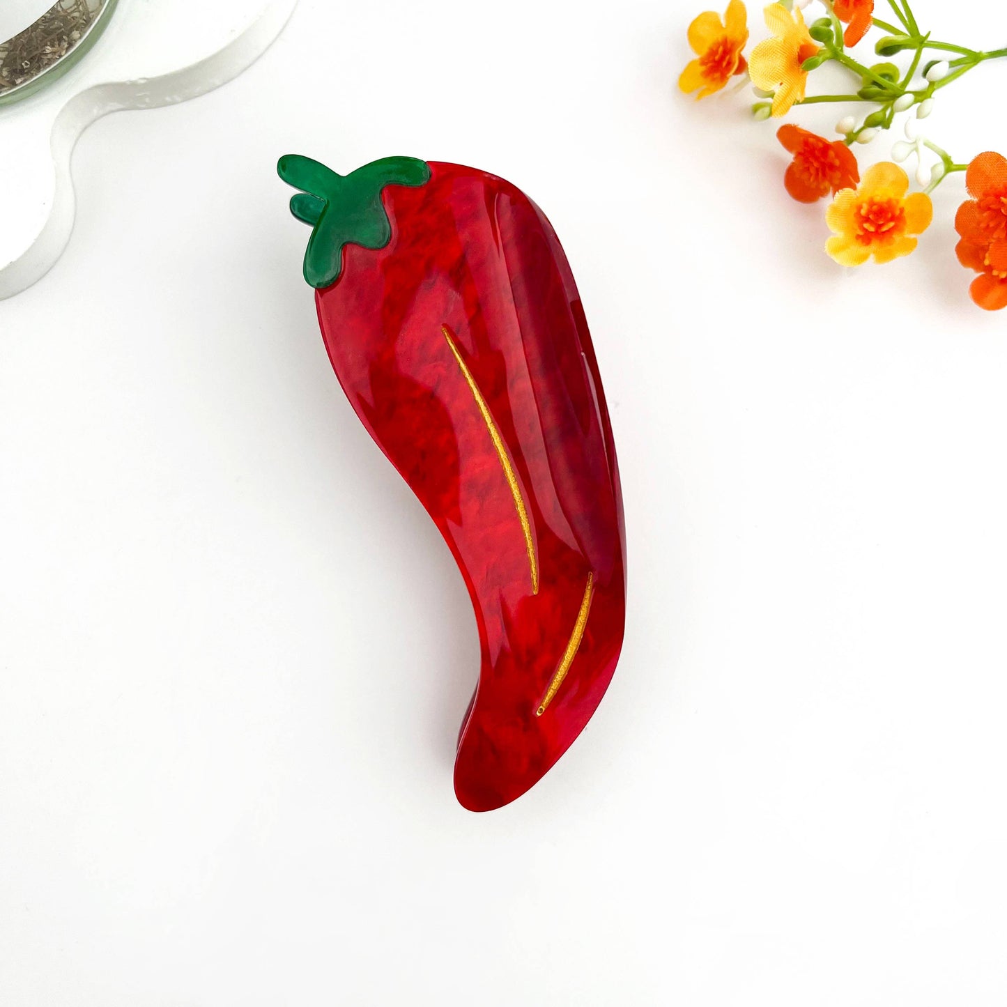 🌶️ Sweet & Spicy Pepper Hair Claw – Fun Acetate Clip