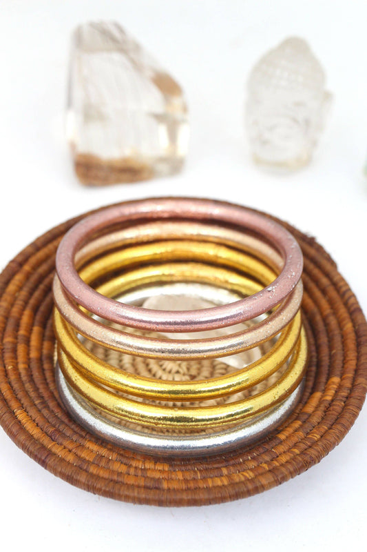 Thai Buddhist Temple Bracelets, Mantra Bangle Gold & Metals