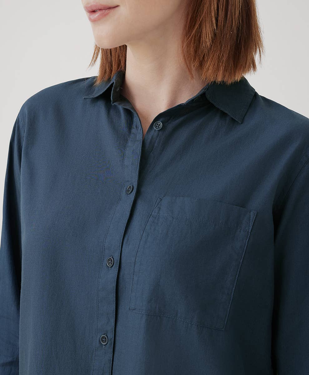 Sunset Lightweight Cotton Classic Shirt | French Navy