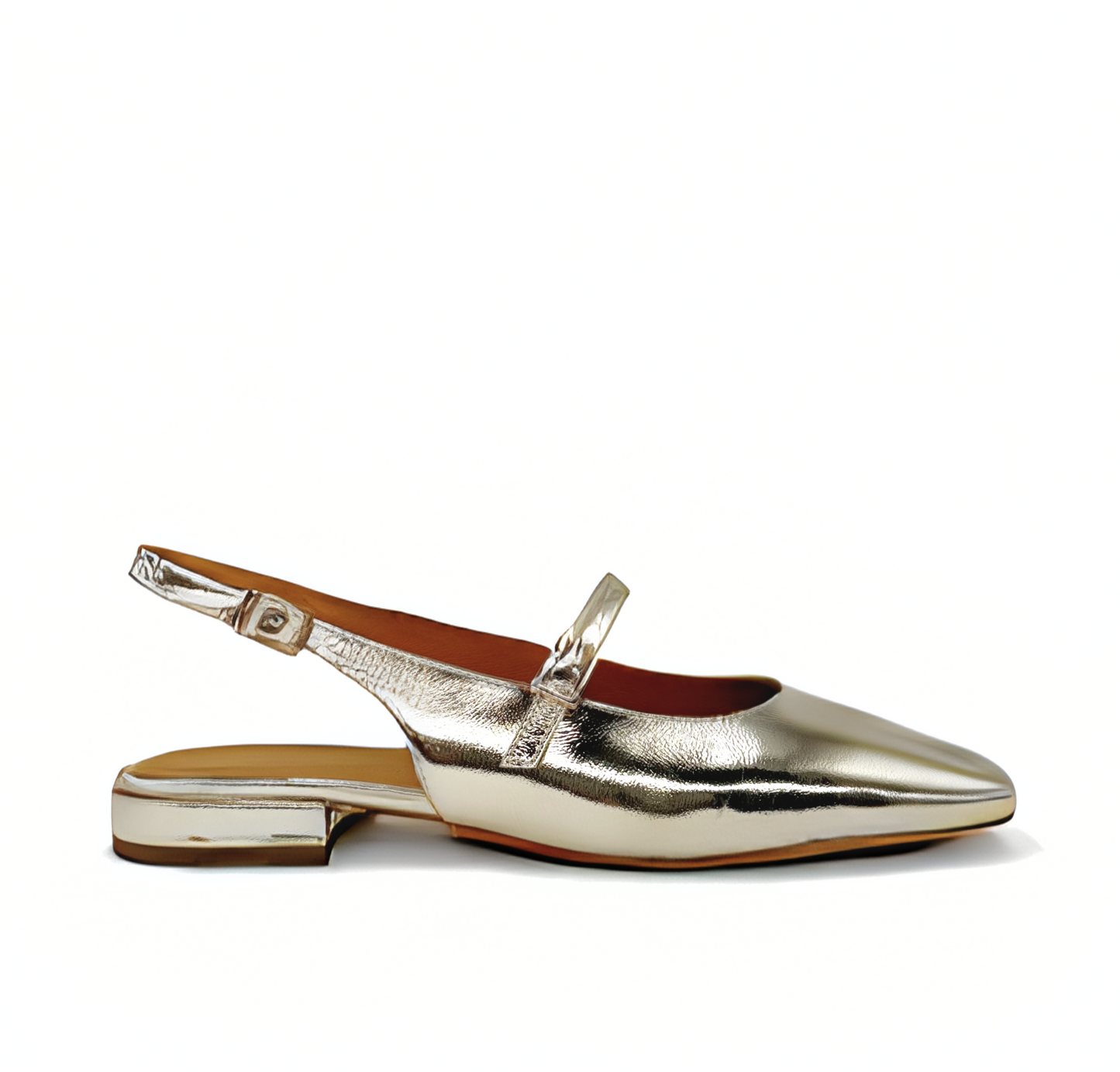 Gold | Athena Slingback Square Toe Flats