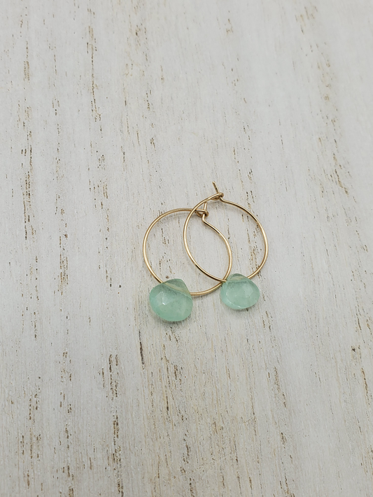 Seam Foam Green Chalcedony Hoop Earrings