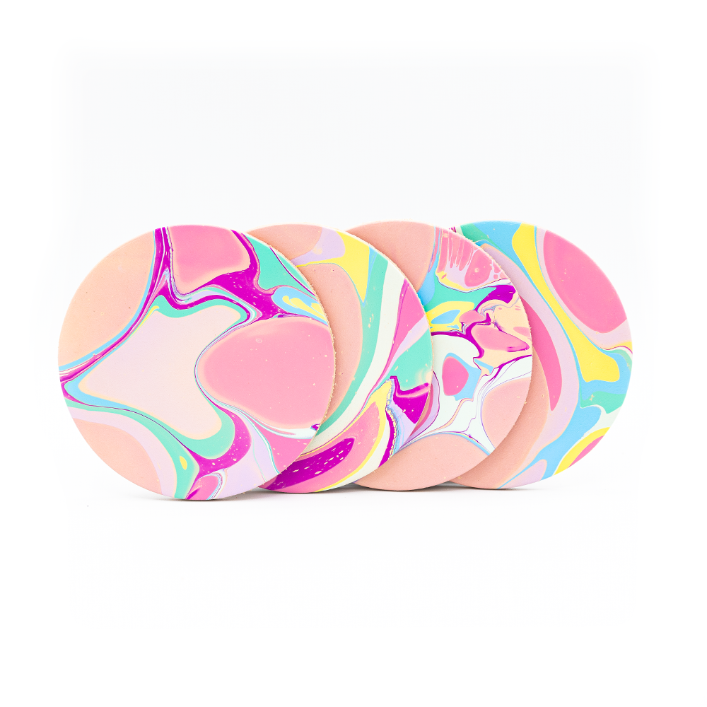 Coaster Set - Marbled Colorful