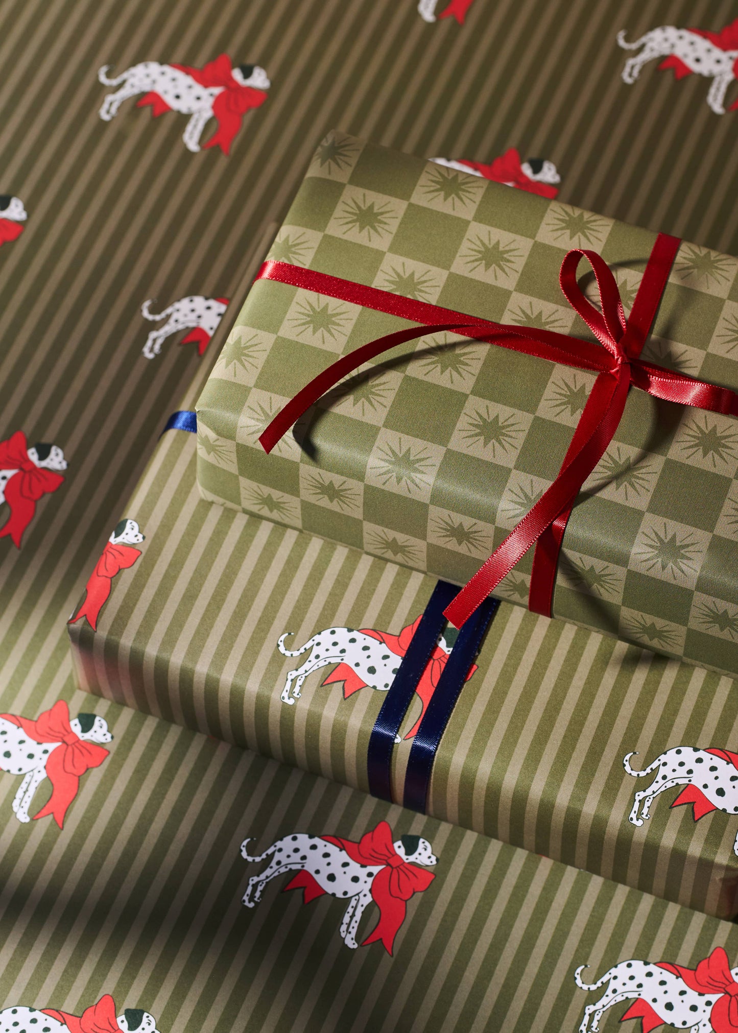 Dalmatian and Star Checked Double Sided Gift Wrap | 3 Sheets