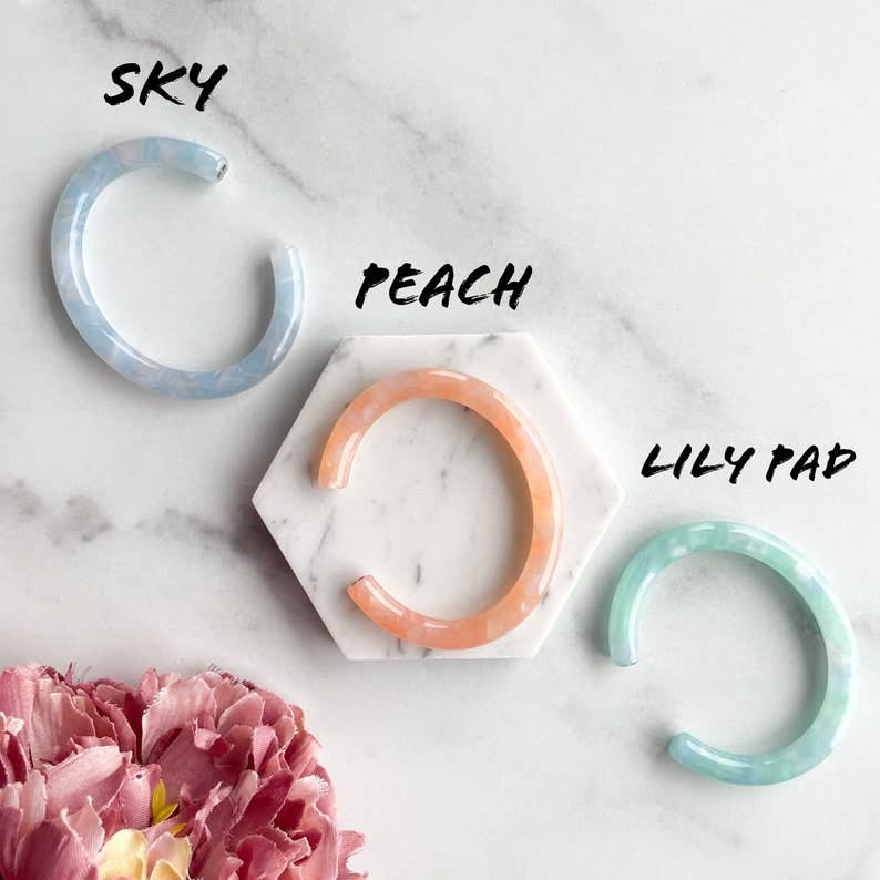 Lush Bangle Cuff in Sky, Peach and Lily Pad