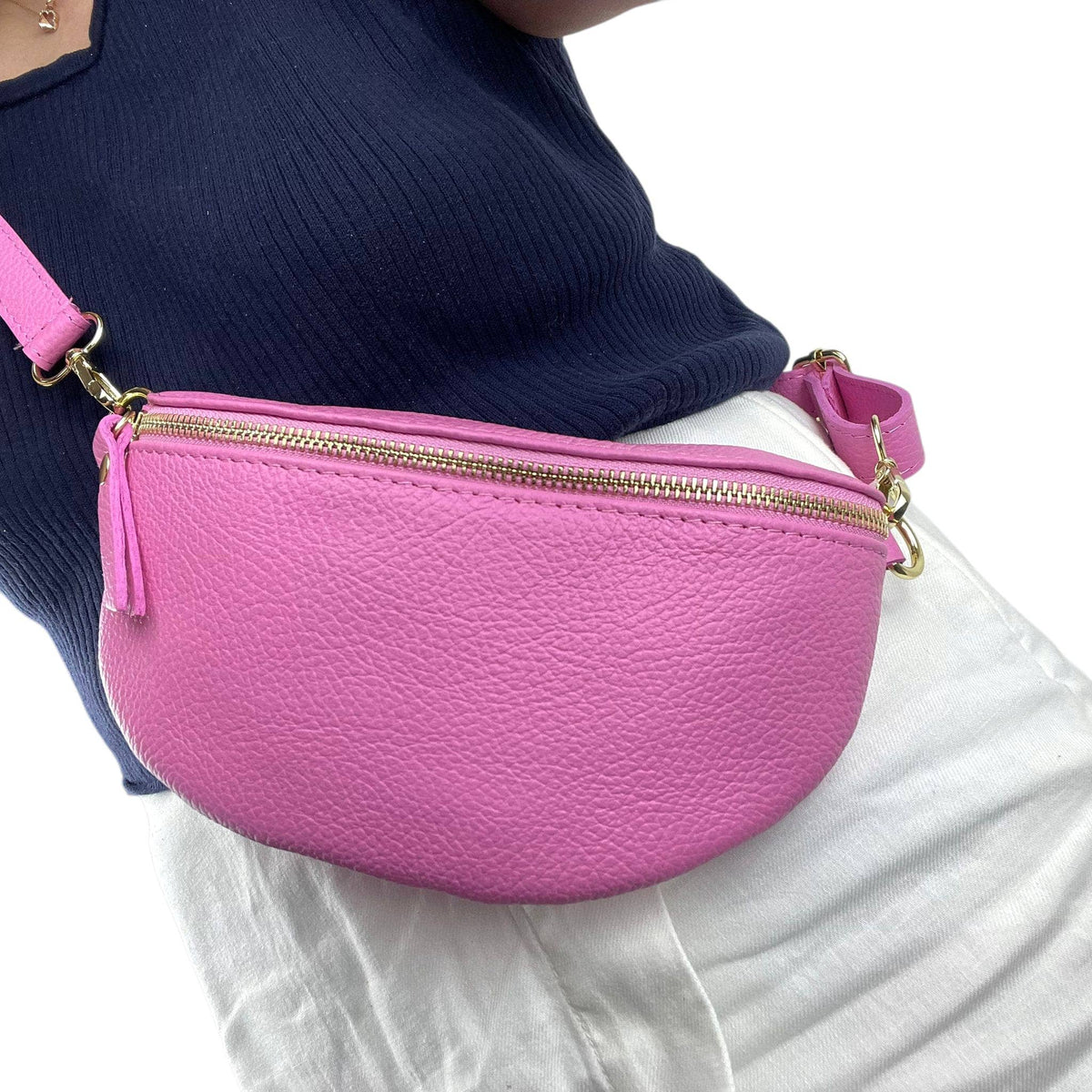 Italian Mini Leather Crossbody Waist Bag