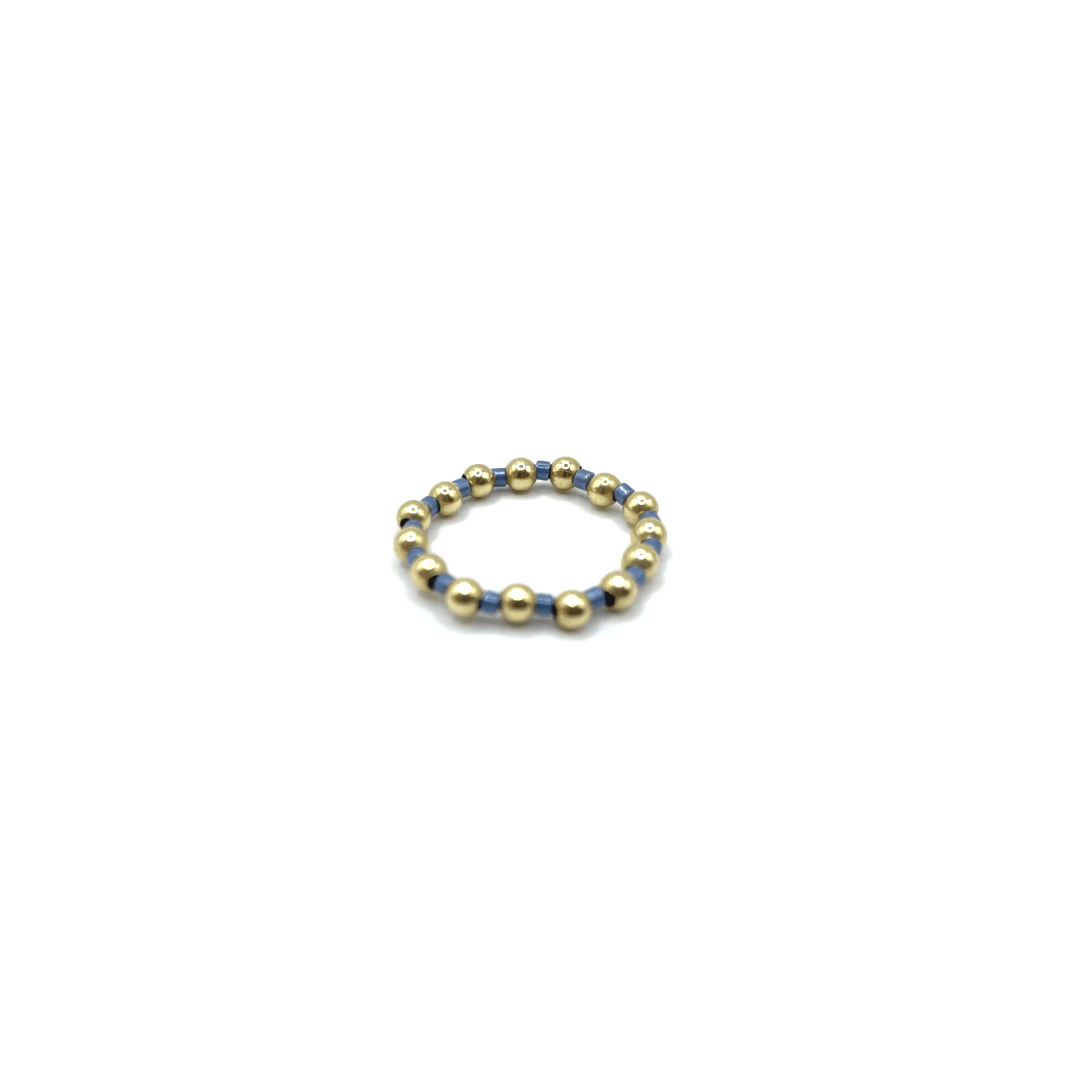 #02 Palest Stormy Blue & Gold Filled 3mm Waterproof Stretch Ring