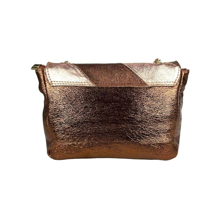 Women's Multicolored Leather Shoulder Bag with Shiny Effect