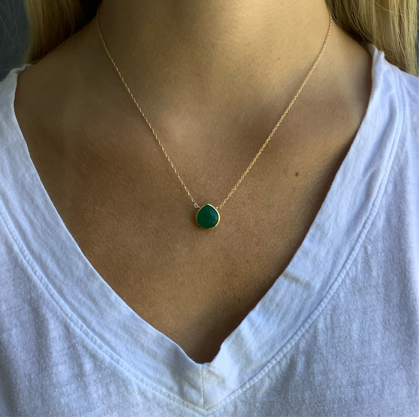 ONYX -Small Green Necklace in Silver
