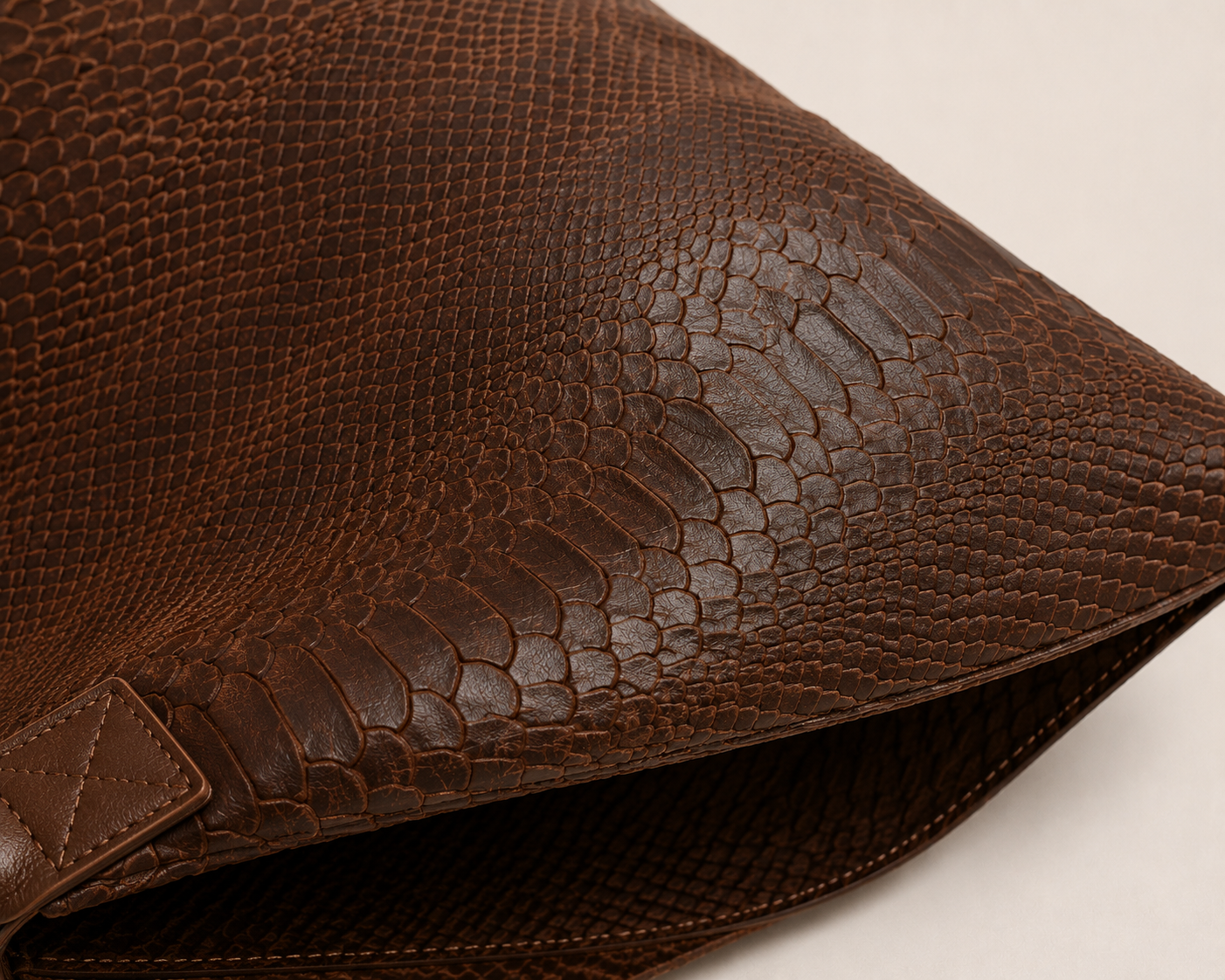 LOLA – Italian Python-Embossed Leather Bag – Brown