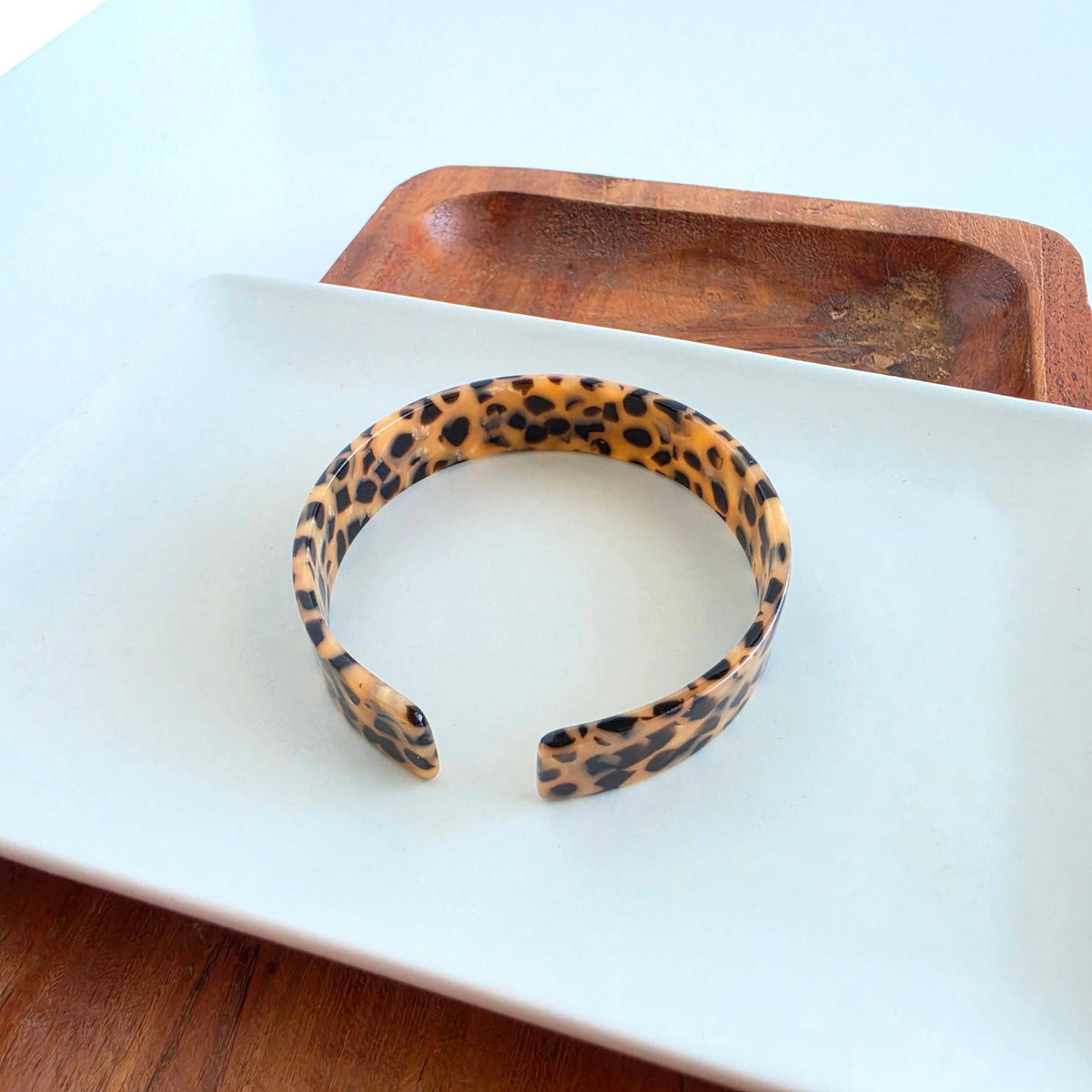 Brynn Bracelet - Cheetah - Standard // Acrylic Cuff Bangle