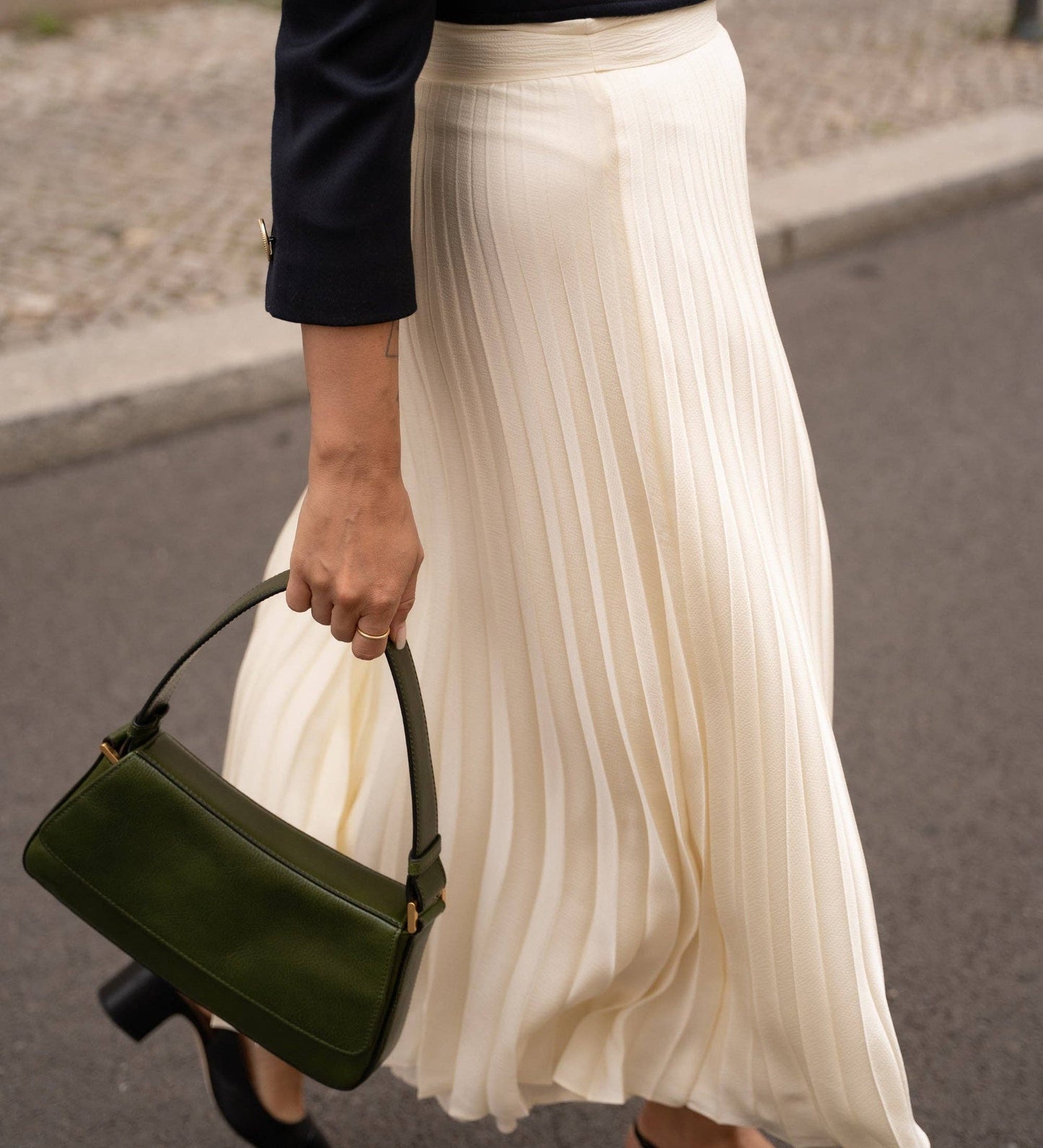 Leather Baguette Handbag for Women - Bright Lights, Big City
