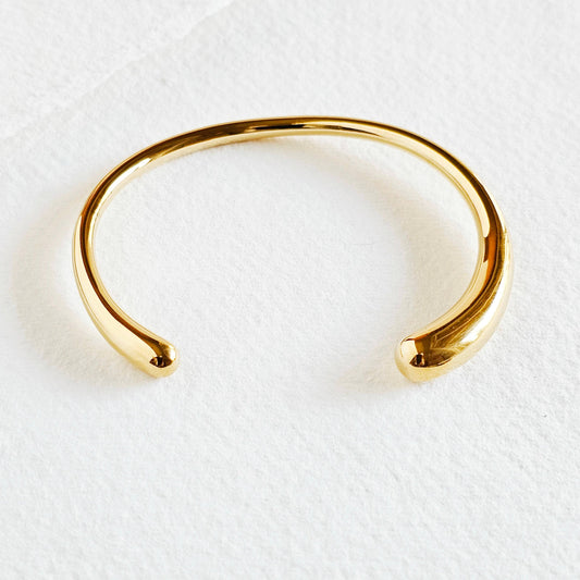 18k gold plate Smooth minimal cuff bangle bracelet