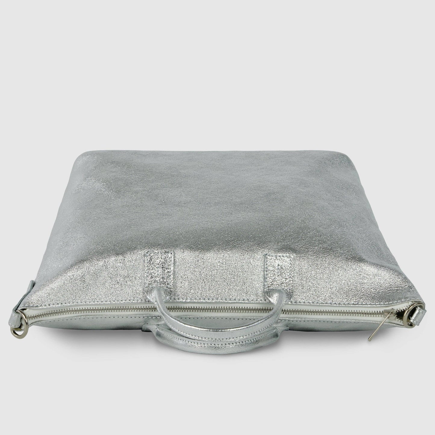 Italian Genuine Metallic Suede Top-Handle Bag 112334
