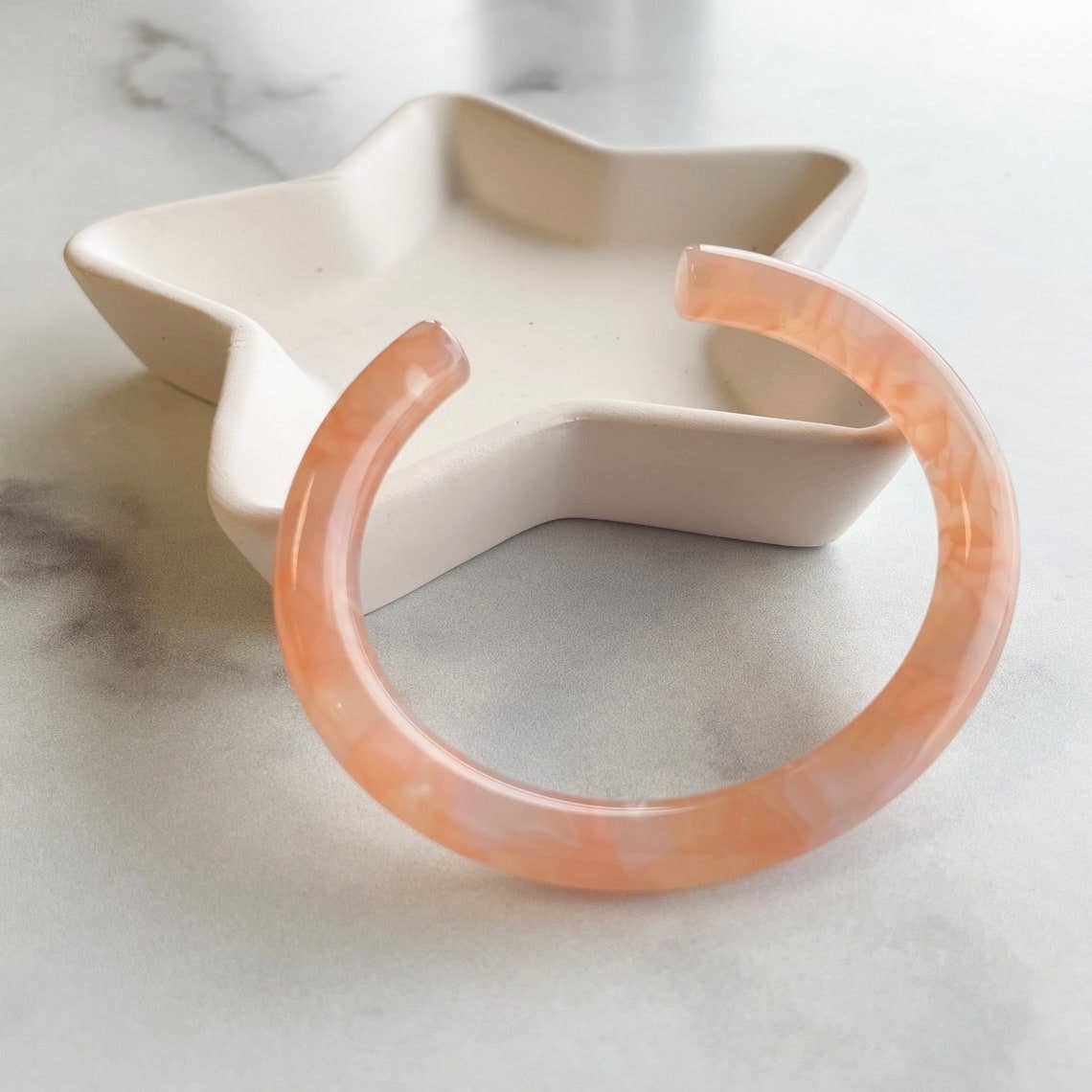 Lush Bangle Cuff in Sky, Peach and Lily Pad