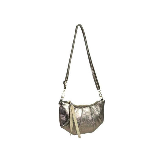 Leather Half Moon Shiny Shoulder Bag