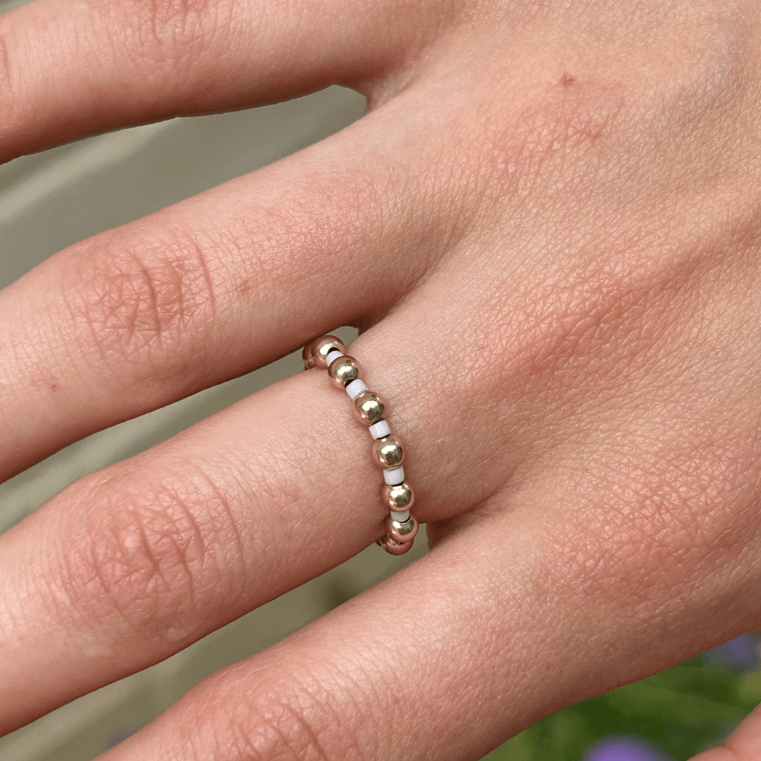 Palest Pink & Gold Filled 3mm Waterproof Stretch Ring