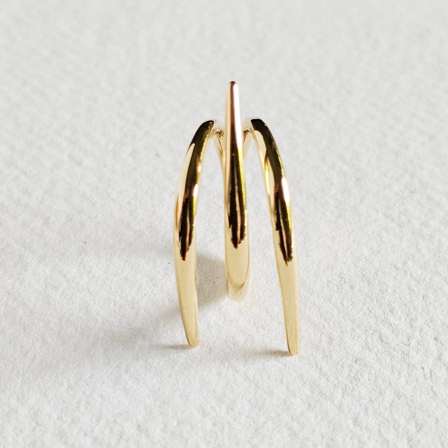 18k gold plated modern barbed wire Spike ring