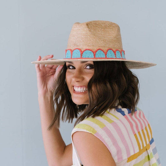 Gloria Turquoise Crochet Palm Hat