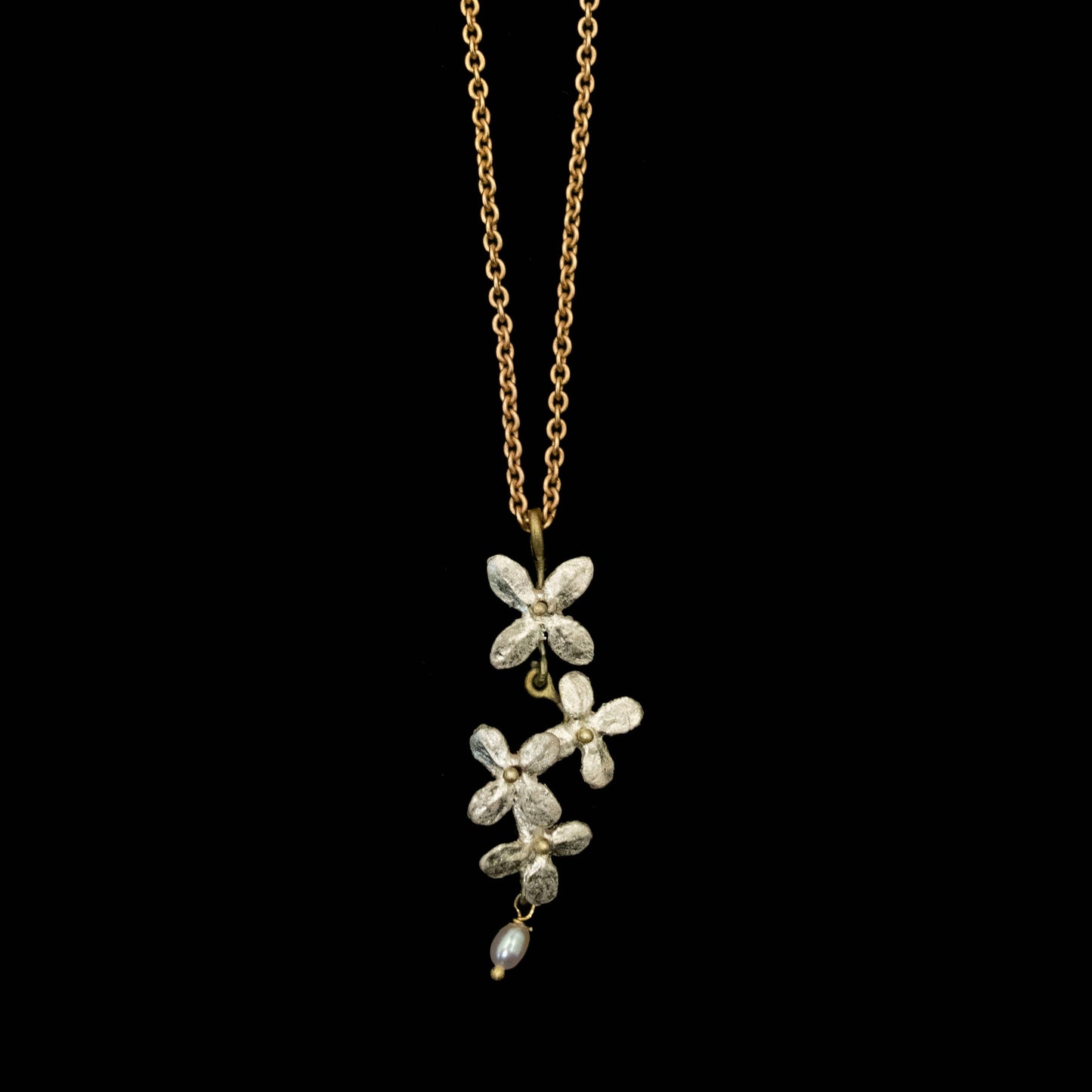 White Hydrangea 16" Adj. Pendant