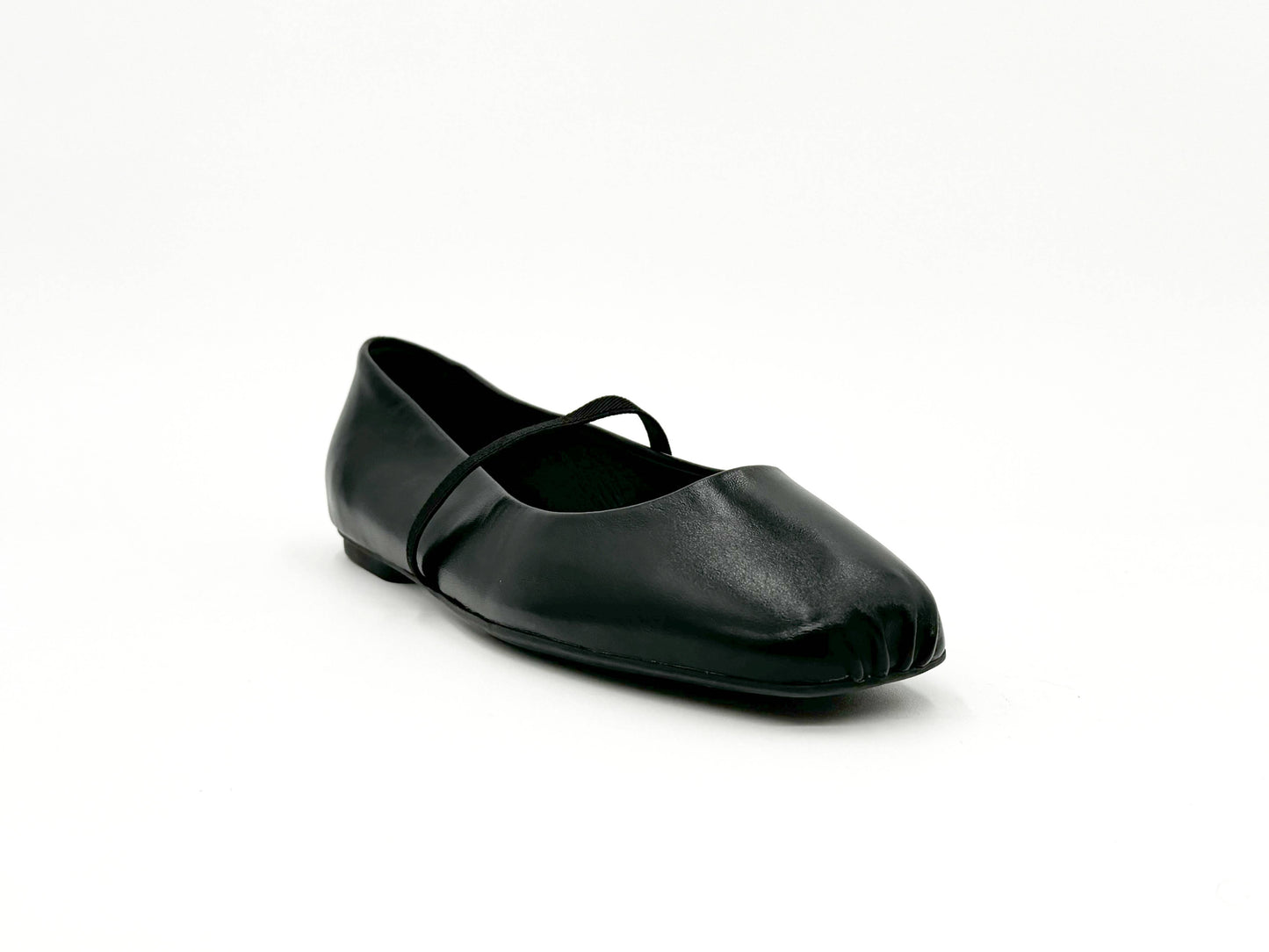 Mary Black Leather Mary Jane Flats - Black