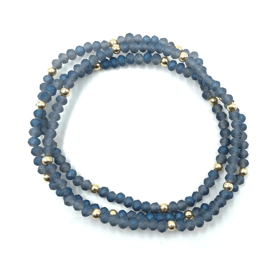 OG Classic Bracelet Stack in Matte Blue + Gold Filled